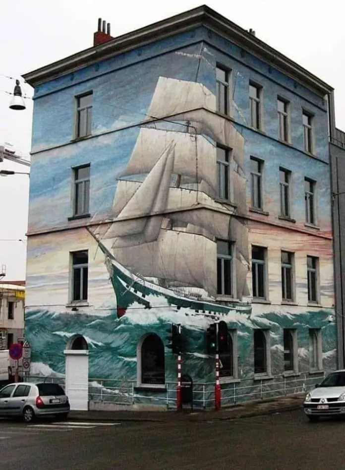 street-art-mural-Le-bateau-ivre-The-drunken-ship-by-trompe-loeil-painter-Claire-Daliers-at-Quai-des-Charbonnages-40-in-Molenbeek-Brussels-Belgium-1-1