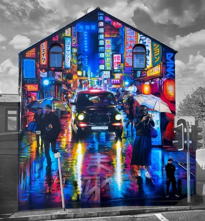 Night-Taxi-street-art-mural-by-Dan-Kitchener-in-Belfast-Northern-Ireland-UK-1