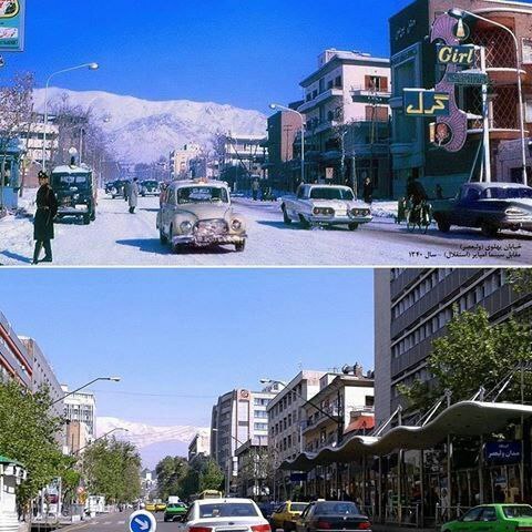 عکس؛ سفر در زمان؛ یکی از قدیمی‌ترین تصاویر رنگی موجود از تهران ولیعصر در دهه ۴۰