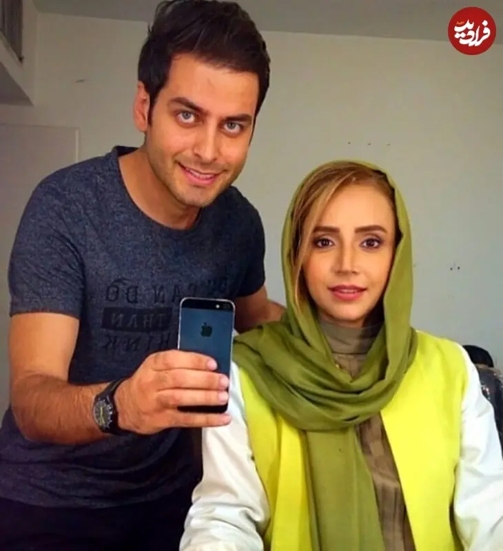 عکس| سفر زمان؛ «محمدعلی» (سریال آنام) در کنار «شبنم قلی خانی» در اتاق گریم