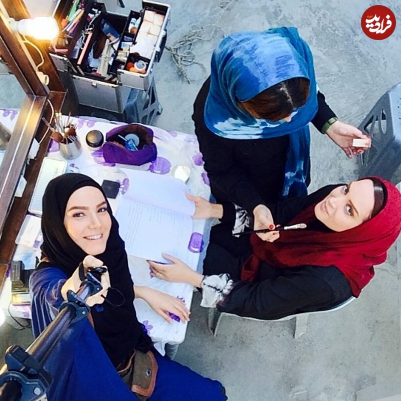 عکس| سفر زمان؛ «متین ستوده» و «بهنوش طباطبایی» در اتاق گریم سریال «میکائیل»؛ 10 سال قبل