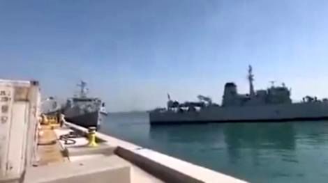 (ویدئو) لحظه تصادف ۲ ناو انگلیسی در خلیج‌فارس 