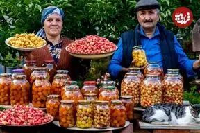 ببینید| غذای روستایی در آذربایجان؛ برداشت سیب گلاب از باغ و تهیه مربا با آن