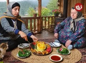 ببینید| غذای روستایی در ایران؛ پخت پلو با مرغ سوخاری و سیب زمینی سرخ کرده