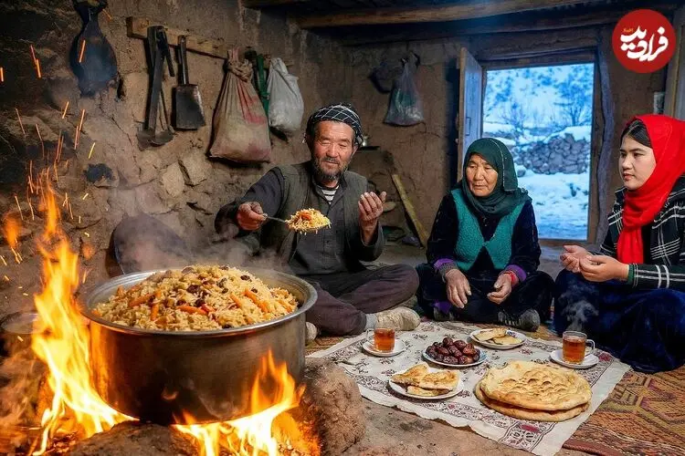 ببینید| غذای روستایی در افغانستان؛ پخت قابلی پلو آتشی در غار