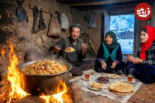 ببینید| غذای روستایی در افغانستان؛ پخت قابلی پلو آتشی در غار