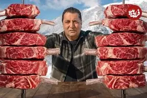 ببینید| غذای روستایی در آذربایجان؛ تهیه دونر کباب با استیک تاماهاوک