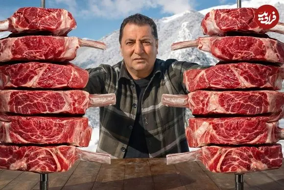 ببینید| غذای روستایی در آذربایجان؛ تهیه دونر کباب با استیک تاماهاوک