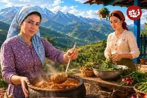 ببینید| غذای روستایی در ایران؛ پخت آبگوشت با گوشت بره در دیگ سنگی