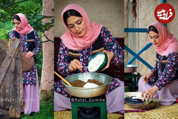 ببینید؛ غذای روستایی در رامسر؛ برداشت بادمجان تازه و پخت کشک بادمجان