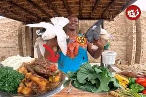 ببینید| غذای روستایی در کنیا؛ پخت یک غذا سنتی با گوشت کبوتر و سبزیجات