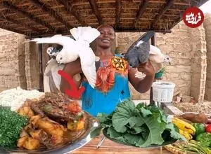 ببینید| غذای روستایی در کنیا؛ پخت یک غذا سنتی با گوشت کبوتر و سبزیجات