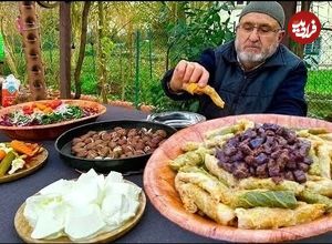 (ویدئو) غذای روستایی در ترکیه؛ پخت دلمه متفاوت به سبک آشپز مشهور ترکیه ای 