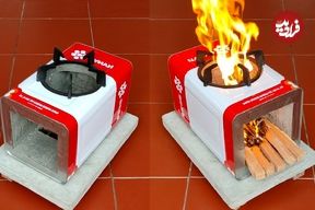ببینید؛ نحوه درست کردن یک اجاق هیزمی کم‌هزینه با قوطی روغن و سیمان