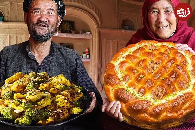 ببینید| غذای روستایی در افغانستان؛ پخت نان محلی و تهیه خوراک با گل کلم