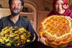 ببینید| غذای روستایی در افغانستان؛ پخت نان محلی و تهیه خوراک با گل کلم
