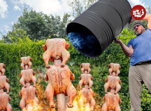 ببینید؛ غذای روستایی در آذربایجان؛ کباب مرغ در بشکه و پخت برنج معطر