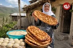 ببینید| غذای روستایی در ایران؛ پخت نان تافتون و بربری در تنور به روش سنتی