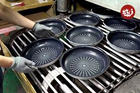ببینید؛ مراحل جالب تولید ماهیتابه های تفلون در کارخانه ای در کره جنوبی