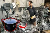 (ویدئو) چگونه قابلمه های نچسب در کارخانه پاکستانی تولید می شوند؟ 