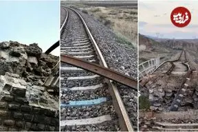 تصاویر|  خسارات پل راه‌آهن امین آباد زنجان پس از حمله هوایی