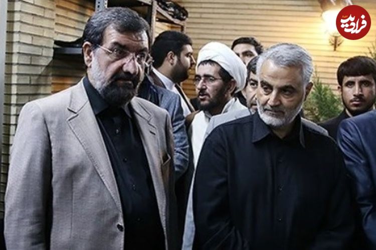 عکس؛ سفر به تاریخ؛ نماز خواندن «حاج قاسم سلیمانی و سردار رشید» پشت سر «محسن رضایی»؛ سال 94