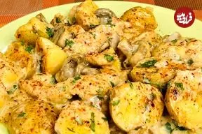 ببینید| طرز تهیه یک غذای جدید با قارچ و مرغ