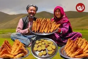 ببینید| غذای روستایی در افغانستان؛ پخت سمبوسه در طبیعت زیبای کوهستان