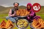 ببینید| غذای روستایی در افغانستان؛ پخت سمبوسه در طبیعت زیبای کوهستان