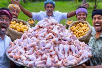 ببنیید؛ غذای روستایی در هند؛ پخت یک غذای غول پیکر با مرغ و سیب زمینی 