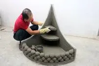 ببینید| مراحل ساخت یک حوض آب زیبا با سیمان و یونولیت به روش استاد چینی