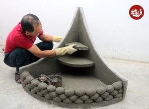 ببینید| مراحل ساخت یک حوض آب زیبا با سیمان و یونولیت به روش استاد چینی