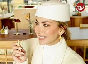 تصاویر؛ استایل زمستانی سفید مینا مختاری در رستوران بهرام رادان