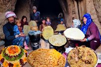 ببینید؛ غذای روستایی در افغانستان؛ پخت چلو مرغ توسط خانواده روستایی