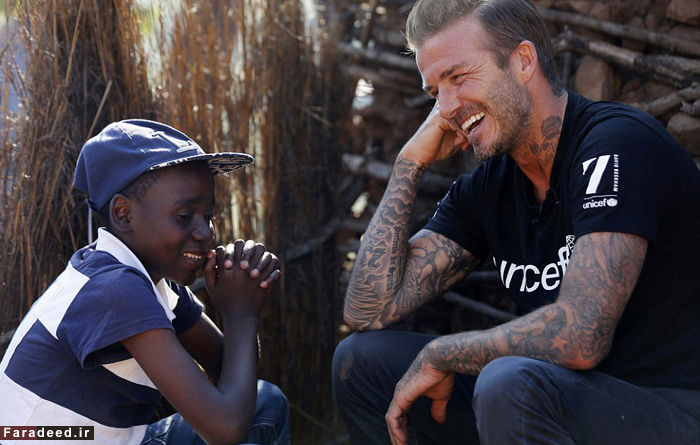 تصاویر/ دیوید بکهام و کودکان مبتلا به ایدز