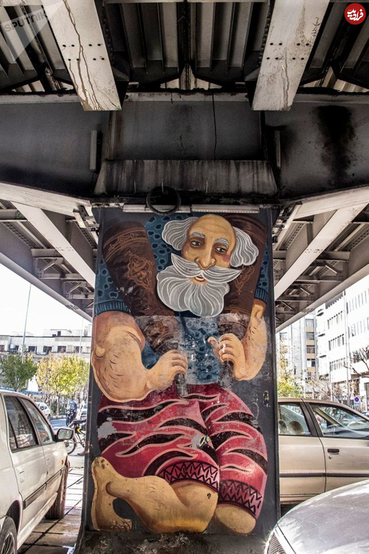 تصاویر/ گرافیت پهلوانان ایرانی زیر پل کالج تهران