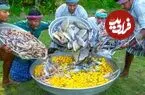 ببینید| غذای روستایی در هند؛ پخت املت با 700 عدد تخم مرغ، میگو، ماهی و خرچنگ