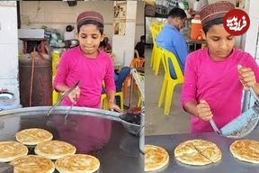 ببینید؛ غذای خیابانی در پاکستان؛ نحوه پخت پاراته سیب زمینی و پنیر