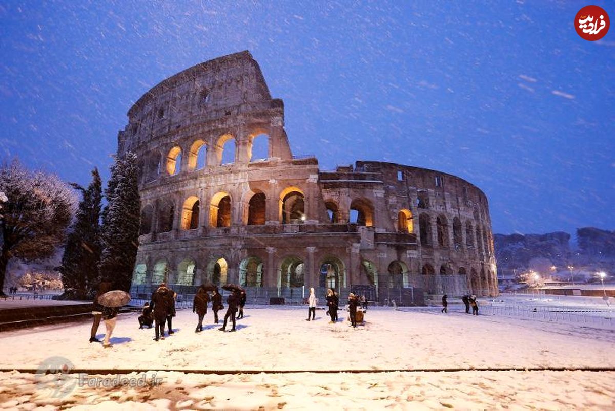 تصاویر/ برف کم‌سابقه، رم را فلج کرد