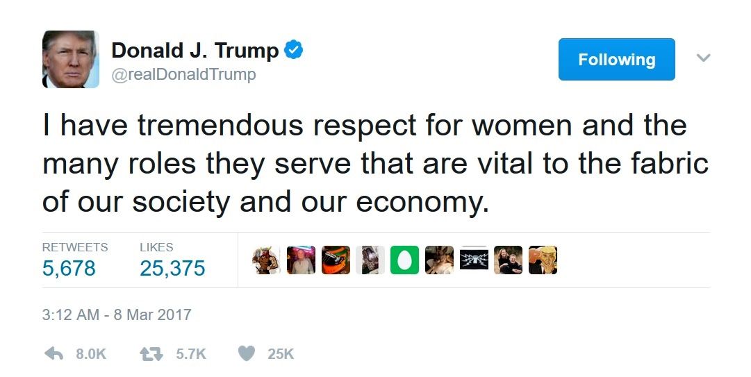 عکس/ پست توئیتری ترامپ به مناسبت روز زن