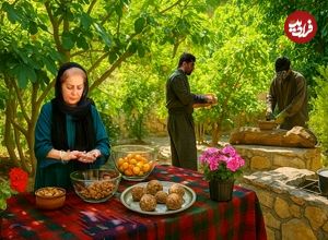 ببینید؛ غذای روستایی در کردستان؛ پخت کوفته سنتی و ساخت ظرف چوبی