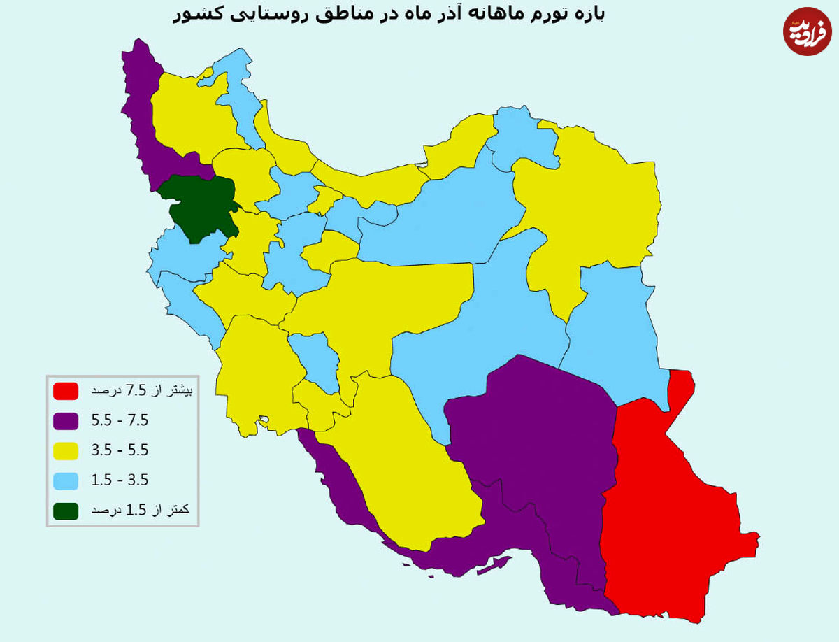 وضعیت تورم در ۳۱ استان