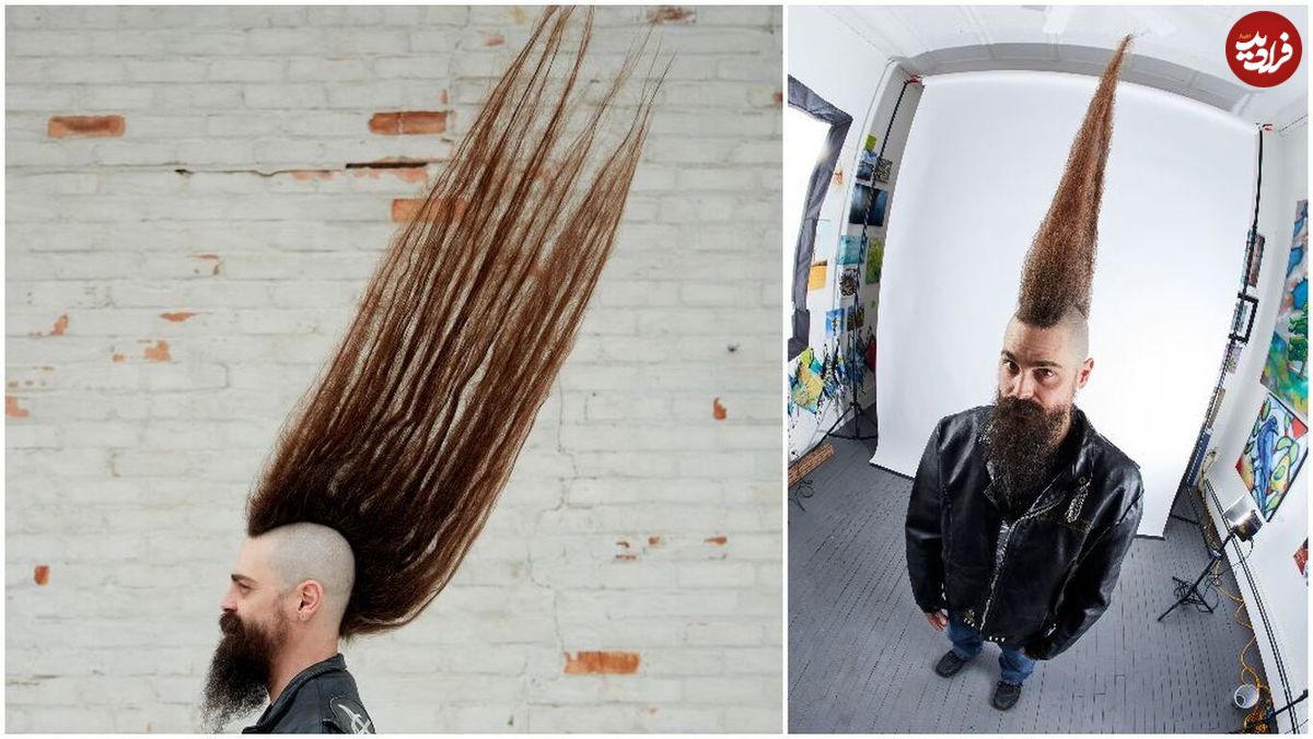 (تصاویر) این مرد رکورد بلندترین موی تاج خروسی جهان را شکست!