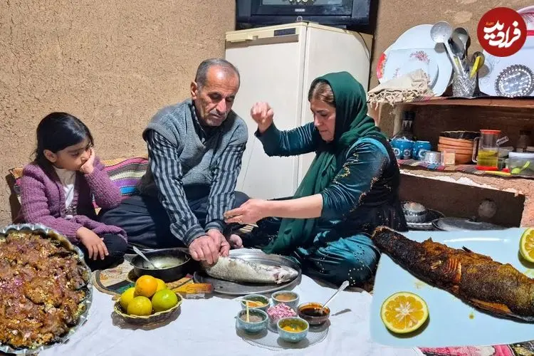 ببینید| غذای روستایی در ایران؛ پخت ماهی شکم پر به روش سنتی