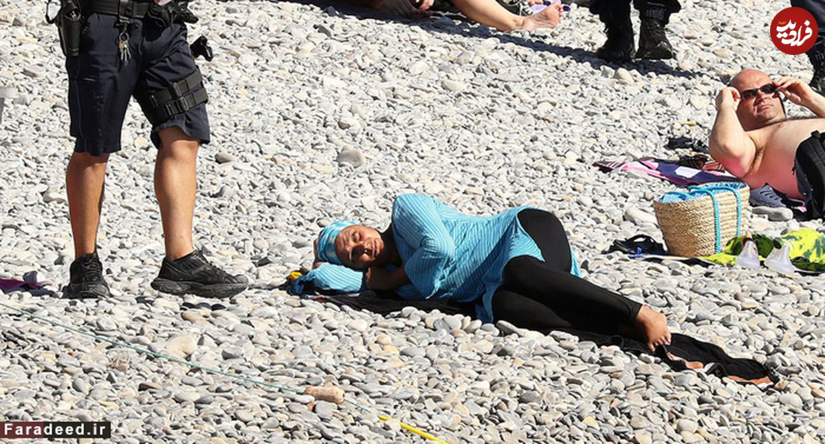 تصاویر/ پلیس "نیس" زنی را وادار به درآوردن مایوی اسلامی کرد