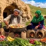 ببینید| غذای روستایی در افغانستان؛ تهیه یک خوراک سنتی با مرغ، هویج و سیب زمینی