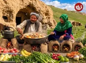 ببینید| غذای روستایی در افغانستان؛ تهیه یک خوراک سنتی با مرغ، هویج و سیب زمینی