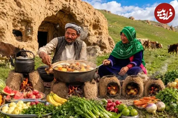 ببینید| غذای روستایی در افغانستان؛ تهیه یک خوراک سنتی با مرغ، هویج و سیب زمینی