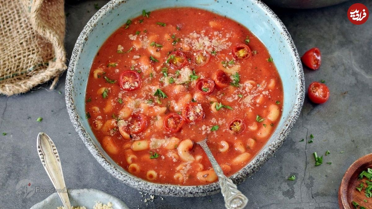 طرز تهیه سوپ گوجه و پاستا