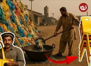 ببینید| فرآیند دیدنی بازیافت گونی های پلاستیکی و تولید صندلی با آن ها در پاکستان